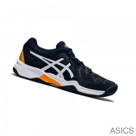 Sale Asics Tennis Shoes - Asics GEL-RESOLUTION 8 Clay GS Kids Navy Blue